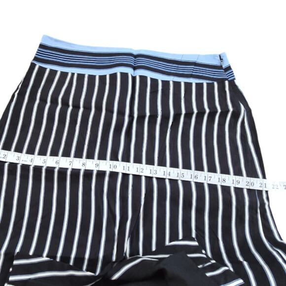 LOFT Black White and Blue pin Striped Asymmetrical Hem Pencil Skirt Size 10 New - Picture 8 of 12